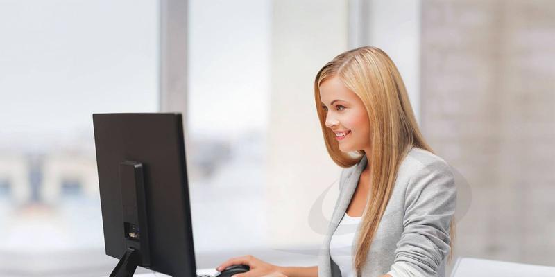 Profissional usando o sistema no computador